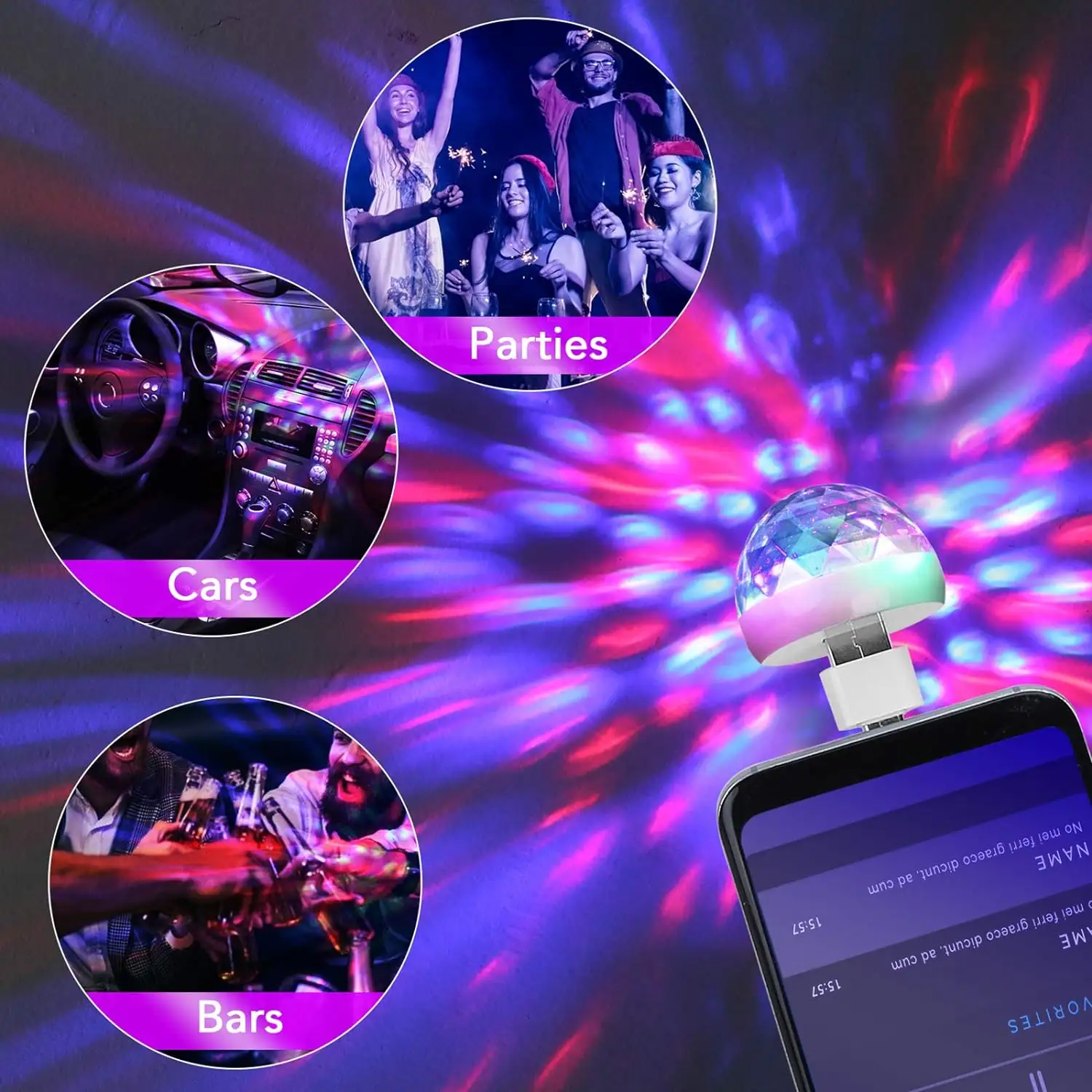 Usb Mini Disco Bal Feestverlichting Geluid Geactiveerd Dj Stage Strobe Verlichting Draagbare Led Auto Sfeer Verlichting Voor Kerstsokken