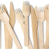 Lot de couverts en bois jetables (cuillères et fourchettes) pour la maison, le jardin, le camping et les rassemblements – Vente en gros à prix réduit