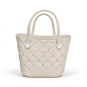 Custom EVA Diamond Lattice DIY Tote <b>Bag</b> with Charm Holes for Shopping Beach <b>Gifts</b> and Promotional Merchandise - Product Image 1