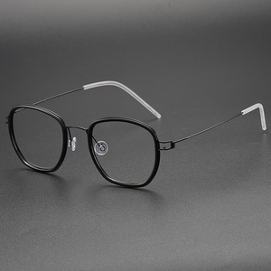 Lunettes rétro à monture carrée en écaille de tortue, <span class=keywords><strong>fil</strong></span> d'or 6608, sans vis, pour petit visage, en titane pur - Product Image 2