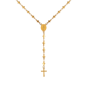 Vente flash - Collier religieux avec pendentif Vierge Marie, chaîne à perles et croix - Product Image 1