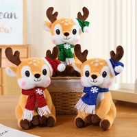 Jouet de Noël personnalisé en peluche douce adorable en forme de renne avec écharpe rouge et bonnet de Père Noël, cadeau de Noël pour enfants