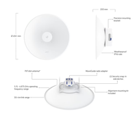 Antenne parabolique Ubiquiti UISP-Dish 30dBi à gain élevé PtP 5.15-6.875GHz, antenne sans fil longue portée pour extérieur, compatible avec AirFiber 5XHD RP 5AC