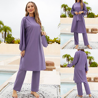 Vente en gros de 3 pièces de maillots de bain islamiques modestes pour femmes, burkini, maillot de bain musulman pour femmes