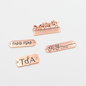 Custom Brand Metal Label Die Struck Metal Nameplate 3D Raised Metal Logo <b>Tag</b> for Clothing Accessories - Product Image 3