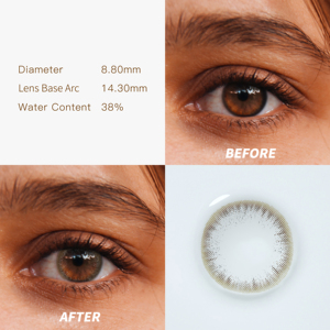 Look <span class=keywords><strong>fantaisie</strong></span> Cosplay cosmétique couleur naturelle lentilles de Contact grises, contenu 14MM 38% lunettes confortables lentilles de Contact vertes // - Product Image 5