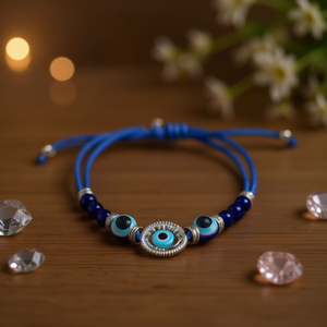 Bracciale con Perline Blu Reale e Occhio di Allah PULSERA-TUBO 12 Stili, Gioielli alla Moda con Ciondolo Occhio di Allah per Donna - Product Image 3
