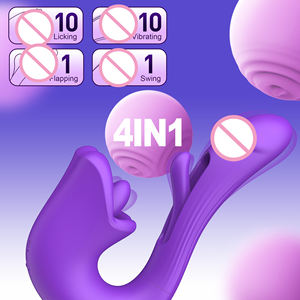 هزاز قوي <span class=keywords><strong>4</strong></span> في 1 للنساء مع محفز للبظر ورأس مزدوج للاهتزاز وعصا تدليك جنسية - Product Image 5