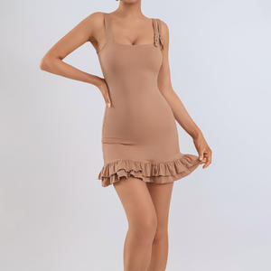 Abiti Sportivi per Ragazze Aoyema, Abbigliamento Sportivo Senza Maniche, Monospalla, Tinta Unita, con Volant, Gonna da Tennis per Feste e Cerimonie - Product Image 5