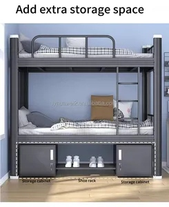 سرير زوجي اقتصادي، سرير بطابقين للبالغين، سرير معدني للبالغين بطابقين مع مساحة تخزين، سرير زوجي، كاستيلو رانزا