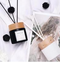 Diffuseurs de parfum en verre rond de luxe 100 ml 120 ml transparent/givré/noir avec bâtonnets et couvercle en bambou naturel
