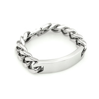 Bracelet tendance pour homme en acier inoxydable argenté de 18 mm de large, chaîne courbée, accessoire en acier titane