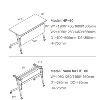 Table de formation et bureau moderne en bois LIWEI avec design pliable, étagère de rangement en acier et roulettes pour une utilisation commerciale durable