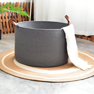 Foldable Nordic cotton rope <b>basket</b>, cotton rope woven storage <b>basket</b>, home sundries storage <b>basket</b> manufacturer, extra <b>large</b> - Product Image 1