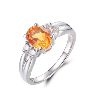 แหวนคริสตัลซิทรินประดับเพชรทรงสี่เหลี่ยม แหวนคริสตัลซิทรินทรงมาร์ควิส - Product Image 2