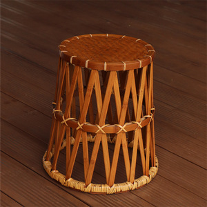 <b>Bamboo</b> Woven <b>Stool</b> Round Handmade Bar <b>Stool</b> Asian Style Durable Modern Design Wood Base - Product Image 4