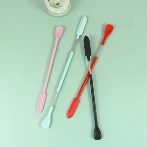 Spatula sendok kecil warna-warni yang dapat digunakan kembali, kit spatula toples silikon mini kecil multifungsi untuk memanggang atau makeup