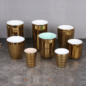 Tazza da Tè in Ceramica Placcata Oro Rosa con Piattino, Tazza da Cappuccino Dorata di Alta Classe, Stile Medio Orientale - Product Image 5