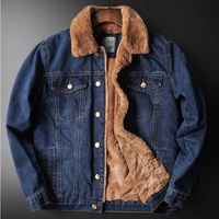 Veste en jean vintage pour homme, style streetwear, en laine d'agneau, col montant, logo sur le devant, épaisse, hiver, grande taille, imperméable, respirante