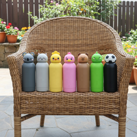 Bouteille d'eau personnalisée pour enfants avec couvercle en silicone en forme de tête d'animal, design de dessin animé, gourde isotherme en acier inoxydable sans BPA pour enfants avec LOGO