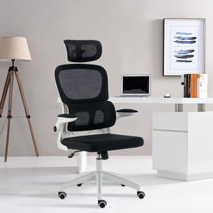 <span class=keywords><strong>Silla</strong></span> de Oficina Ergonómica Moderna de Malla, <span class=keywords><strong>Silla</strong></span> Giratoria Cómoda con Respaldo Alto y Soporte Lumbar, Reposacabezas Ajustable para Oficina en Casa - Product Image 1