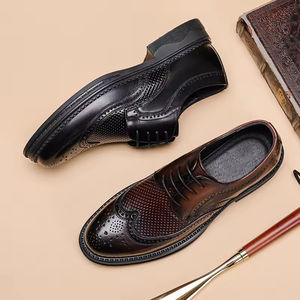 Nouvelles chaussures Oxford décontractées à enfiler de style britannique vintage en cuir véritable pour hommes, chaussures de mariage respirantes - Product Image 5