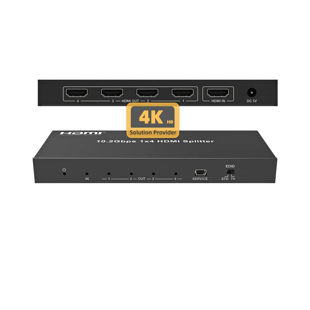 OEM 3D 4K60hz Ultra HD HDMI Quad multi viewer 1 entrée 4 sorties commutateur HDMI 1X4 pour projecteur moniteur lecteur DVD et lecteur Blu-ray