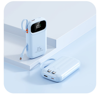 Batterie externe à charge rapide 22,5 W, 10000 mAh, câbles intégrés, écran LED, chargeur portable, type C, batterie externe pour les voyages