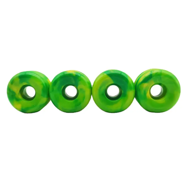 Roda de skate qualificada personalizada por atacado de 54 mm, rodas de cores misturadas amarelo e verde