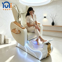 Chaise de pédicure haut de gamme en cuir avec massage corporel complet, bassin à pieds en cristal, chaise de pédicure multifonctionnelle pour salon de manucure