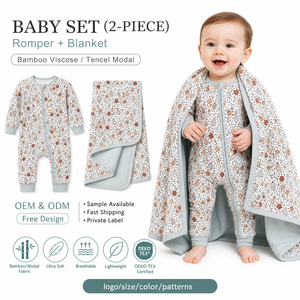 Pijamas de Bambú de Alta Calidad Personalizadas, Mameluco con Cierre para Bebé, <span class=keywords><strong>Ropa</strong></span> de Bebé Ecológica con Certificación Oeko-Tex - Product Image 1