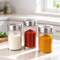 Bouteille à épices en verre de 100 ml et 120 ml, flacon à assaisonnement, pot à sel, poudre de piment, cumin, poivre avec couvercle en acier inoxydable – Approvisionnement direct usine