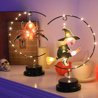 Lampe LED d'Halloween en plastique en forme de sorcière, araignées, oiseaux volants, chauves-souris, éclairage festif, décoration d'ambiance pour salon et chambre