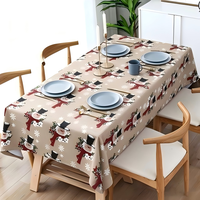 Nappe de Noël vintage imprimée Père Noël, nappe de table en lin texturé, nappe de fête personnalisée OEM