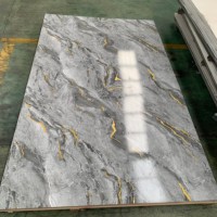 Revêtement mural en PVC imperméable, feuille de marbre avec revêtement UV pour la décoration intérieure, salon et cuisine