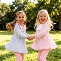 Ensemble de vêtements pour enfants avec col à volants brodés, tunique et leggings pour bébé fille, tenue d'automne-hiver, vêtements en coton rayé pour petite fille