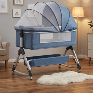 <strong>Newborn</strong> Splicing Large Bed, Baby <strong>Crib</strong>, Movable <strong>Crib</strong>, Portable 2-in-1 Foldable Multifunctional BB Bed - Product Image 3