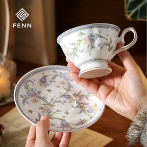 FENN, juegos de té y café elegantes de alta calidad, taza de té con flores inglesas, taza de té y platillo de cerámica de porcelana con borde dorado para el té de la tarde - Product Image 6
