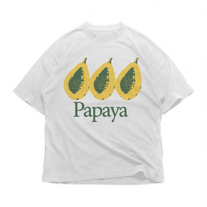 T-shirt con Grafica di Frutta Papaya Unisex Oversize Girocollo Manica Corta Stampa Digitale Streetwear Estetico per Adulti - Product Image 2