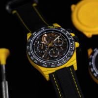 Benutzerdefiniertes Logo Carbonfaser Skelett-Uhr 4802 Automatik Chronograph Zeiger-Zifferblatt Charm Herren Luxus Sport OEM Nylonarmband 20mm