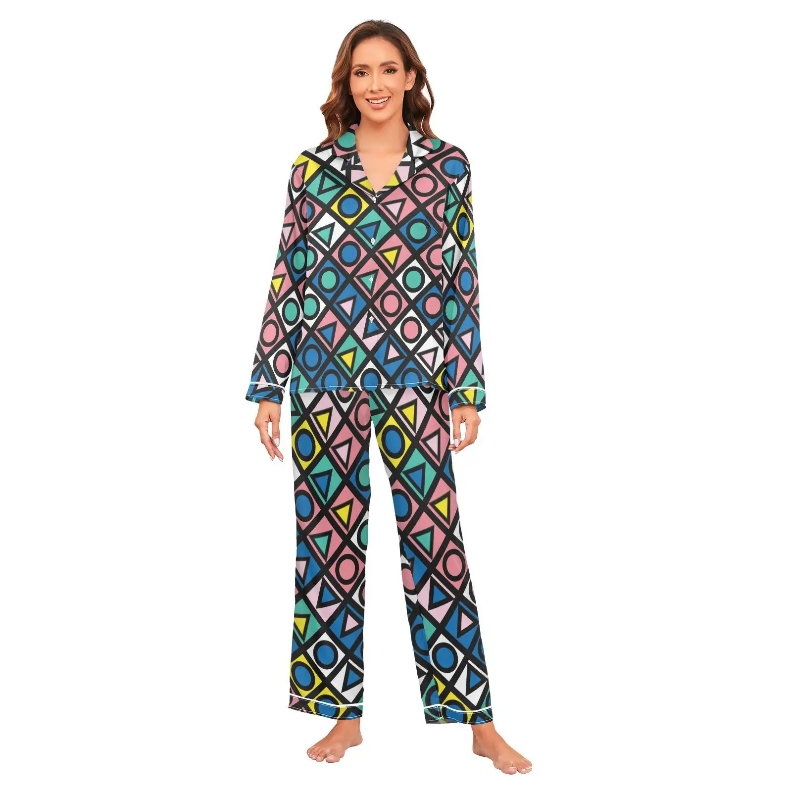 Venta al por mayor de dos piezas de ropa de ocio Casual señoras pijamas trajes para niñas mujeres pijamas conjuntos