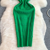 Nouvelle Robe Moulante Femme Automne 2026 en Maille Bleue à Manches Volants, Taille Haute, Boutons Décoratifs, Longueur Genou, Chic Bureau et Quotidien, Vente en Gros