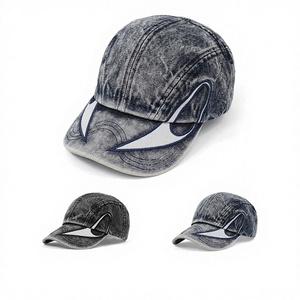 Gorra de béisbol de 6 paneles de mezclilla y PVC de marca de moda, estilo artesanal, con bordado de <span class=keywords><strong>doble</strong></span> borde, efecto lavado a la llama, estilo americano vintage, unisex - Product Image 1