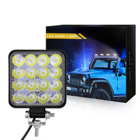 Lampu kerja LED mobil mini persegi 16 lampu 48W lampu bantu berkendara