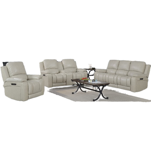 Sofá Reclinable Eléctrico de 3 Plazas en Cuero Genuino con Opción de Tela de Terciopelo, para Sala de Cine, Estilo Moderno y Contemporáneo de Lujo - Product Image 1