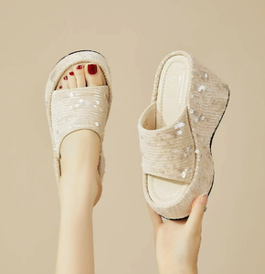 UP-0671D Casual Slippers <strong>Wedge</strong> Heel Sandals <strong>Summer</strong> Heeled Platform <strong>Shoes</strong> for Ladies - Product Image 3