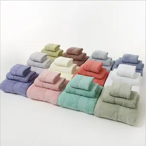100% 纯棉定制标志奢华面部浴巾套装3合1礼品盒毛巾套装