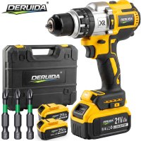 DERUIDA Nouveau Kit d'outils de perçage à percussion sans fil 20V avec perceuse électrique sans balais et outils de démolition
