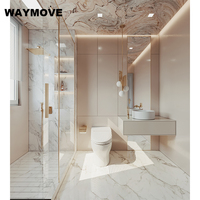 Meuble-lavabo de salle de bain WAYMOVE de style européen moderne en MDF avec miroir LED tactile éclairé, lavabo et toilettes, meuble-lavabo de luxe exclusif