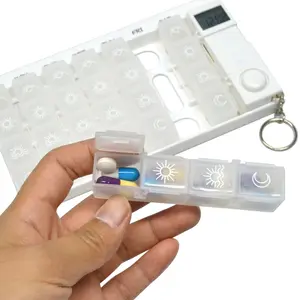 Elektronische Wekelijkse Medicijndoos Abs Plastic Digitale Pillendoos Met Alarmtimer Reizen Intelligente 28 Cellen Pil Organizer